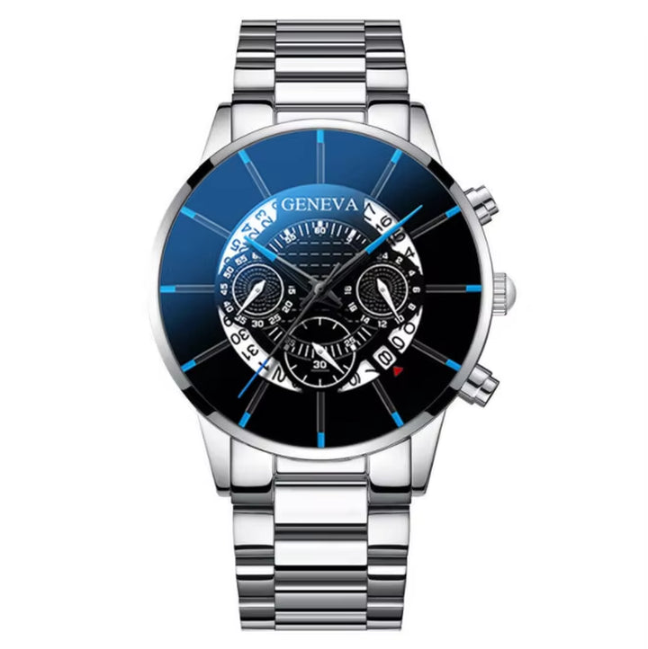 Men's Stainless Steel Quartz Watch - Casual Business Calendar Timepiece