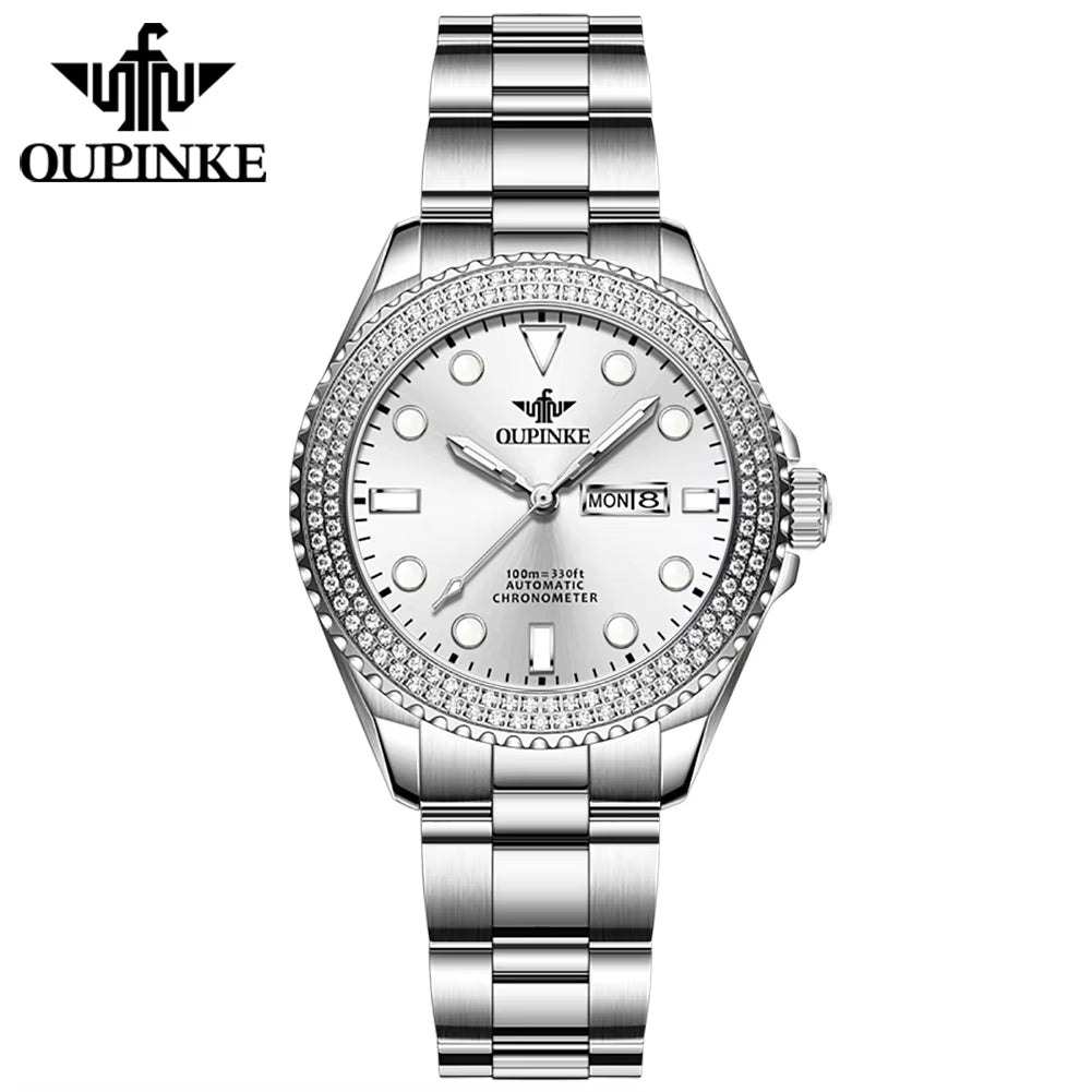 3205 New Women Watches Luxury Three Hands Date Display Luminous Functions Custom Logo Stainless Steel Mechanical Watch