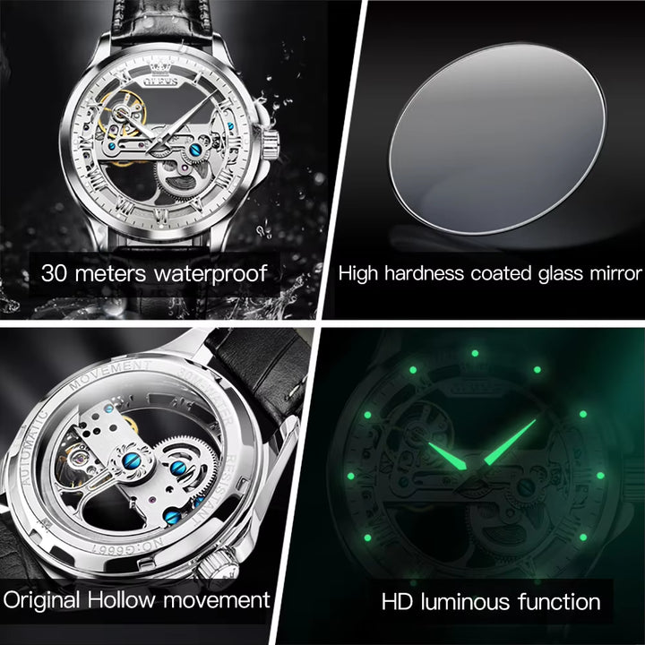 6661 Custom Logo Fashion Waterproof Digital Online Mens Wrist Bands Luxury Tourbillon Automatic Mechanical Wrist Watches