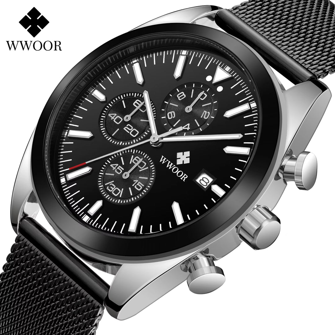 Luxury Stainless Steel Chronograph Quartz Watch for Men - Stylish Sport and Business Timepiece