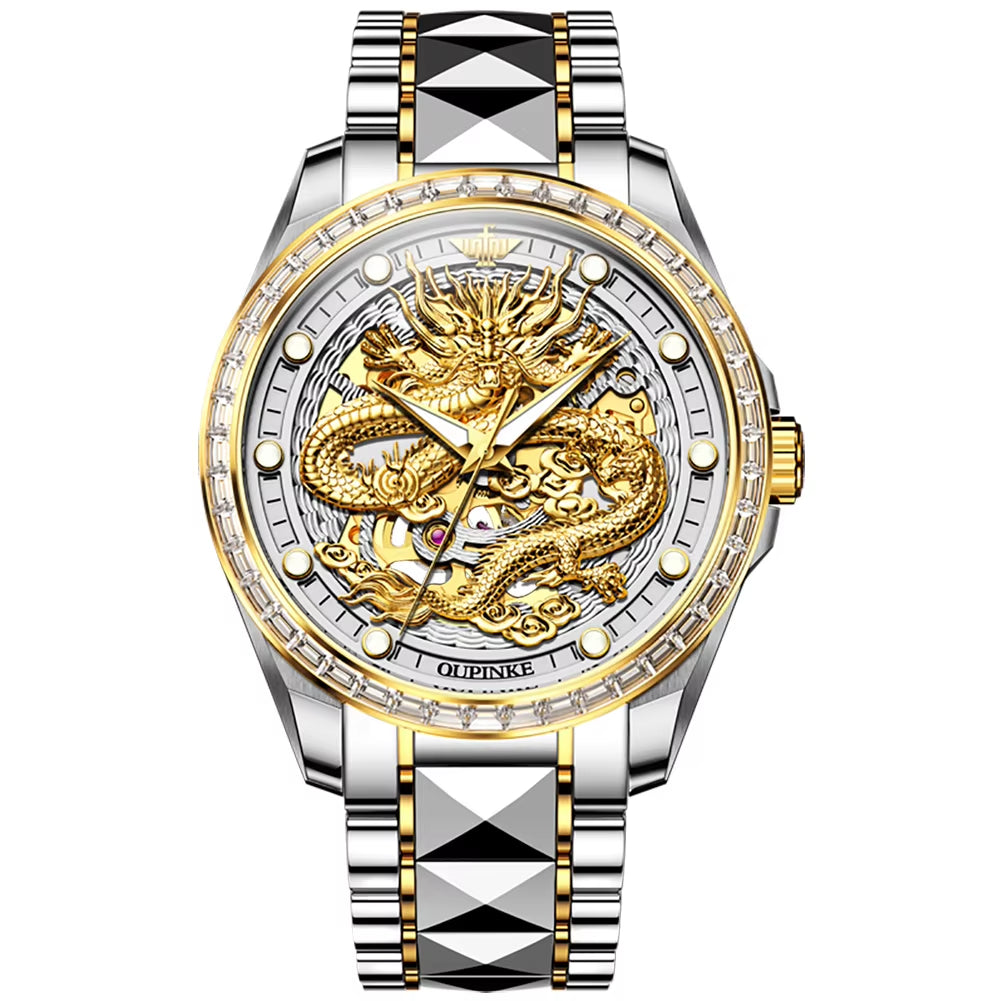 3276 Custom Skeleton Hollow Logo Luxury Stainless Steel Automatic Mechanical Watch for Men