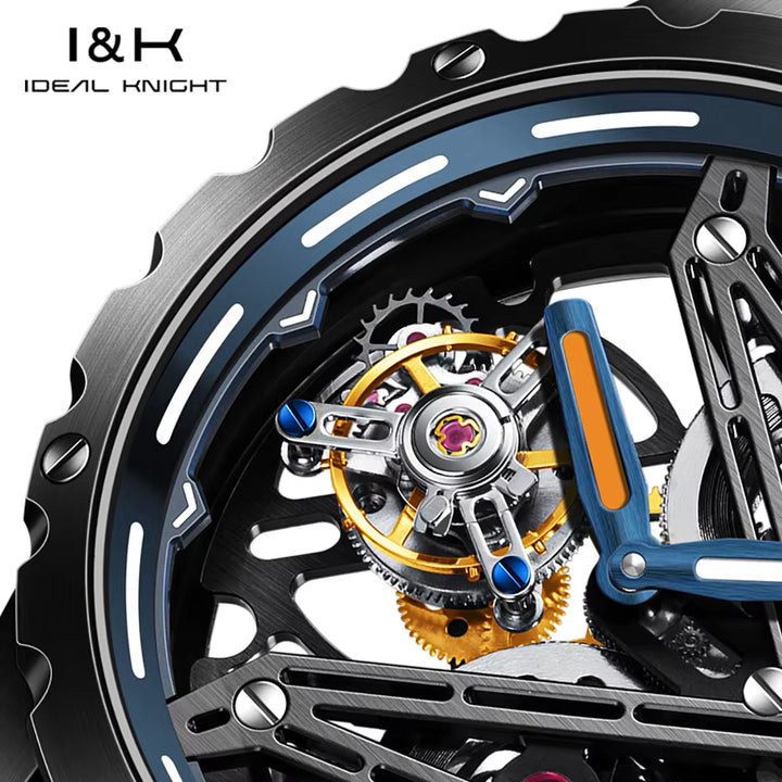 I&K 6803 Automatic Mechanical Wrist Watches Skeleton Tourbillon Self Winding Watches Fashion Casual Sport Luminous Men Watch