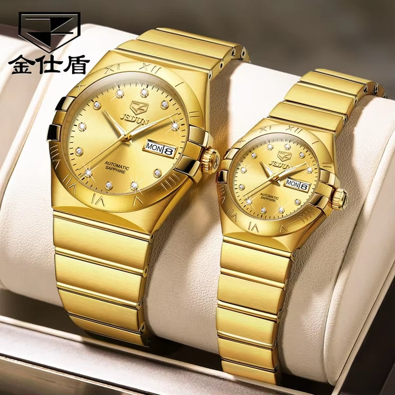 8848 China Made Couple Imported Movement Stainless Steel Stylish Coated Glass Waterproof Mechanical Watch