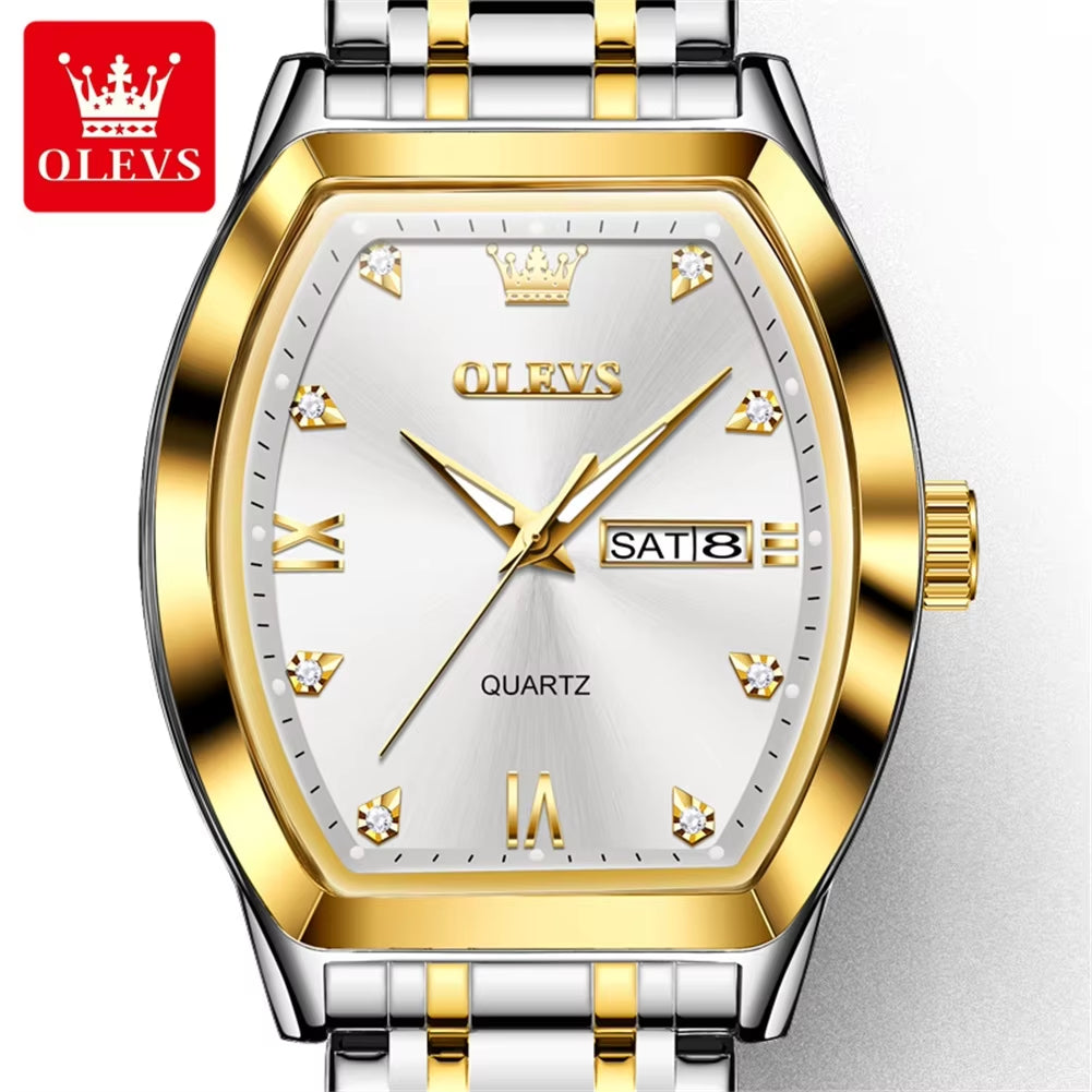 5528 Men's Luxury Gold Square Analog Quartz Watch - Waterproof Men's Wristwatch