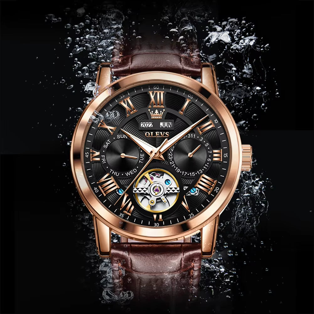 6668 Luxury Wrist Reloj Wrist Men Watch Waterproof Sport Leather Automatic Mens Mechanical Watches for Men