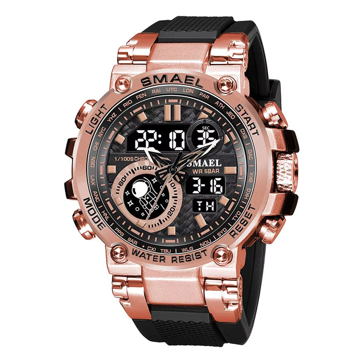 Men's 8093 Sport Watch - Waterproof 5ATM, Dual Time, Shock Resistant, Alarm Function