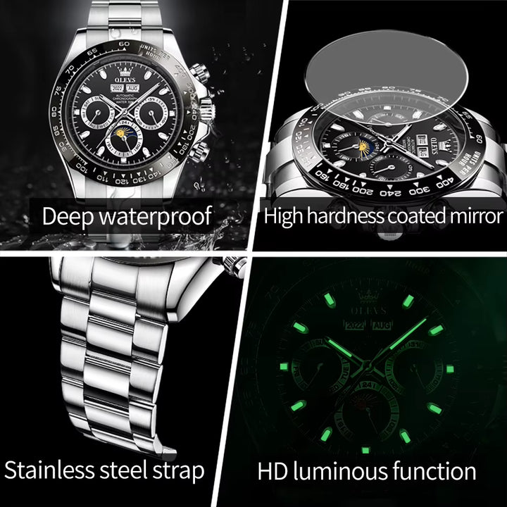 6654 Factory 3 ATM Waterproof Multifunction Watches Men Luxury Brand Automatic Mechanical Watch for Wristwatch Man