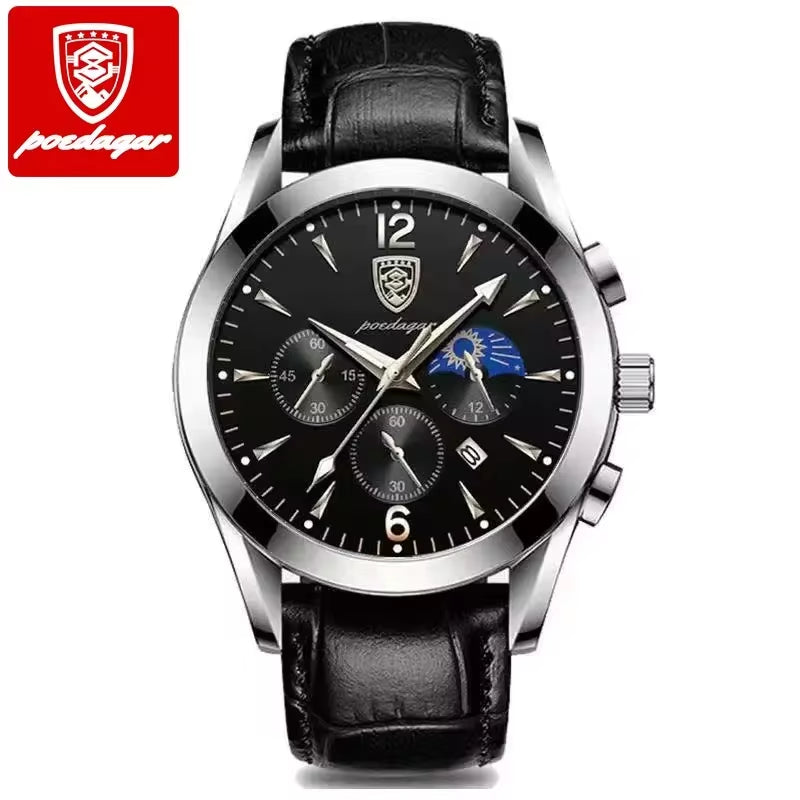 Luxury Men's Stainless Steel Quartz Watch with Date, Waterproof, and Luminous Features - Korean Fashion Design