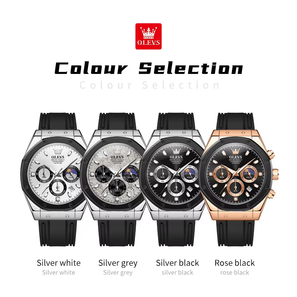 9911 Men's Luxury Waterproof Quartz Watch with Silicone Strap - Casual Timepiece