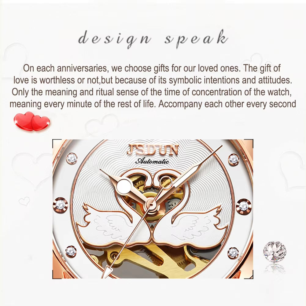 8831 Ceramic Swan Pattern Mechanical Watch Advanced Style Three Colors Women Watch