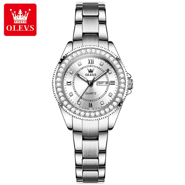 9993 Wholesale Fashion Women Silver Alloy Steel Quartz Wristwatch Diamond Watches Ladies Wrist