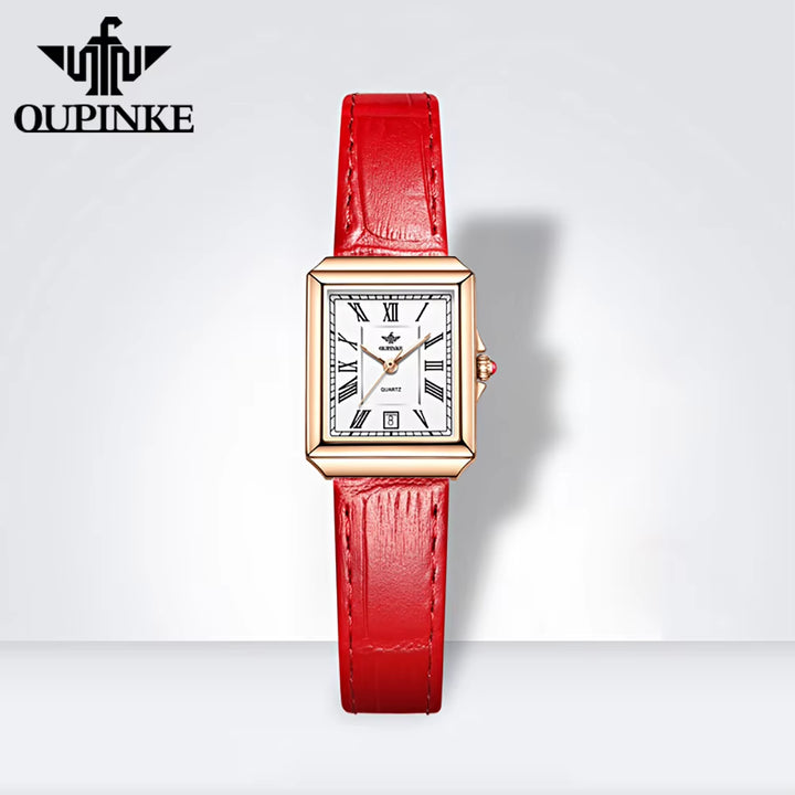 3182 Newest Diamond Fashion Women Leather Fashion Stainless Steel Case Leather Bracelet Quartz Fancy Women Square Watch