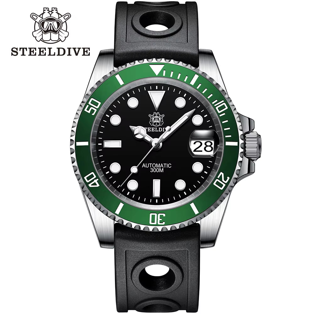 STEELDIVE SD1953 2021 Two-Tone Dial Men's Diving Watch with NH35A Automatic Movement, 30ATM Waterproof Rating, Sapphire Glass, and Ceramic Bezel