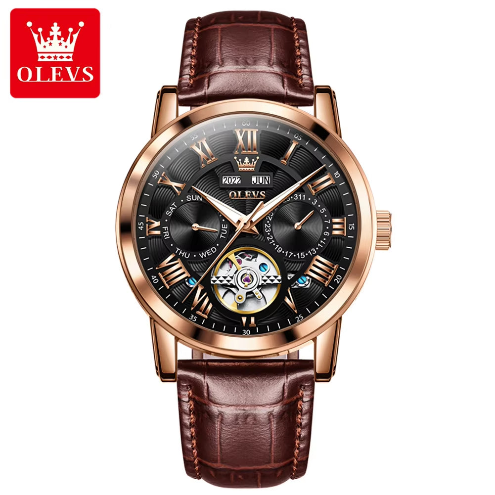 6668 Luxury Wrist Reloj Wrist Men Watch Waterproof Sport Leather Automatic Mens Mechanical Watches for Men