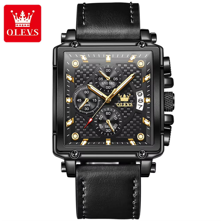 Luxury Men's Gold Sport Square Quartz Watch - Model 9925