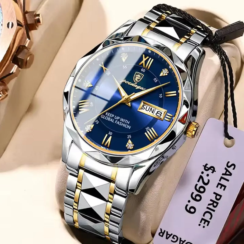 "615 New Arrival Luxury Men's Stainless Steel Waterproof Quartz Watch with Luminous Features"