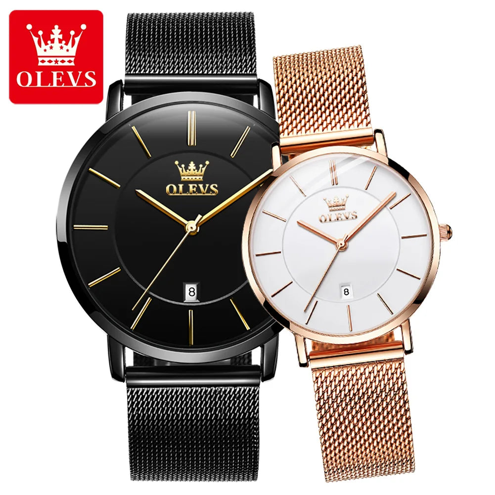 5869 Minimalist Ultra Thin Watch Men'S Women'S Fashion Sport Quartz Analog Watch Mesh Band Watch