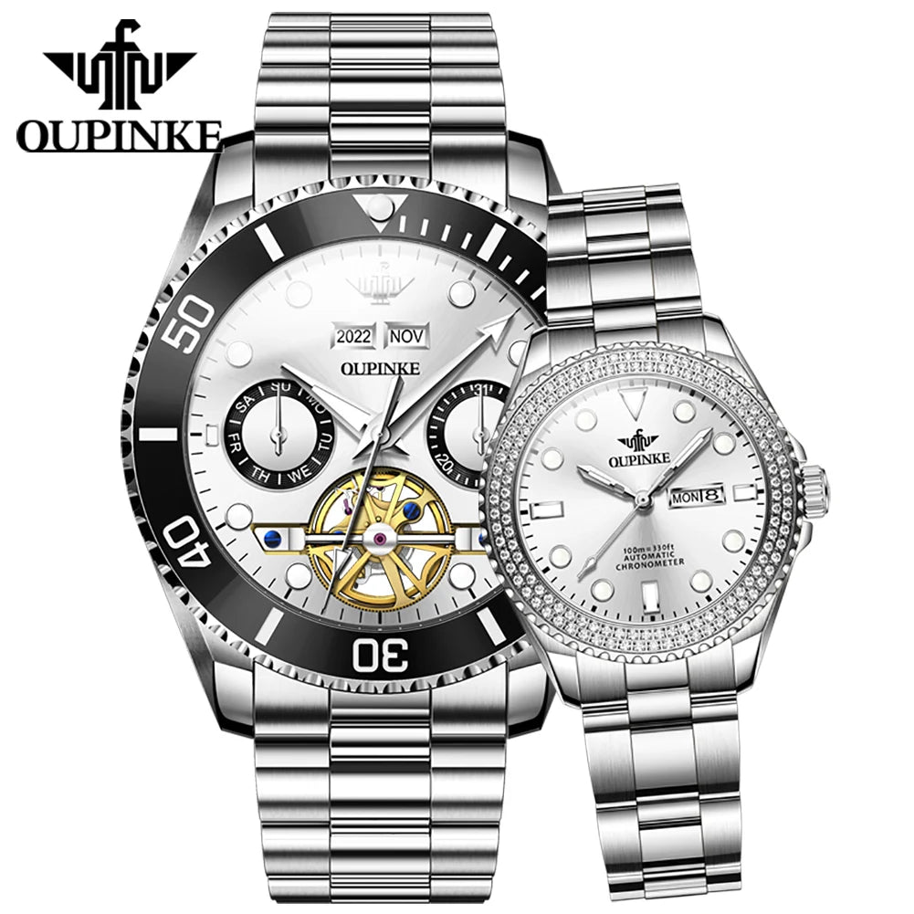 3229 Couple Watch Automatic Stainless Steel Night Vision Sapphire Mirror Mechanical Watches Glass Luxurious Watches