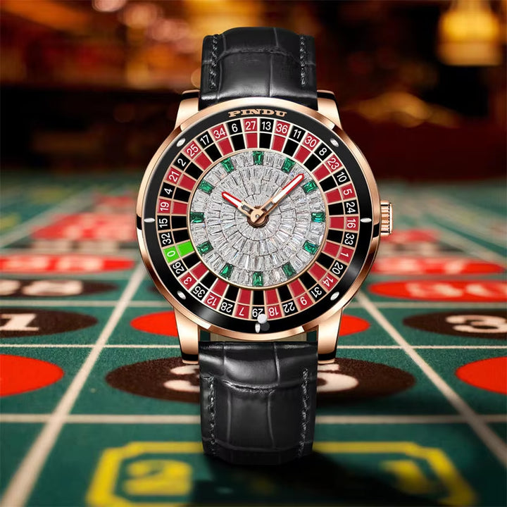 Hot Sell Watch for Men Luxury Roulette Wheel Spinning Mechanical Watches Wrist Hollow Out Casino Watches Men Automatic