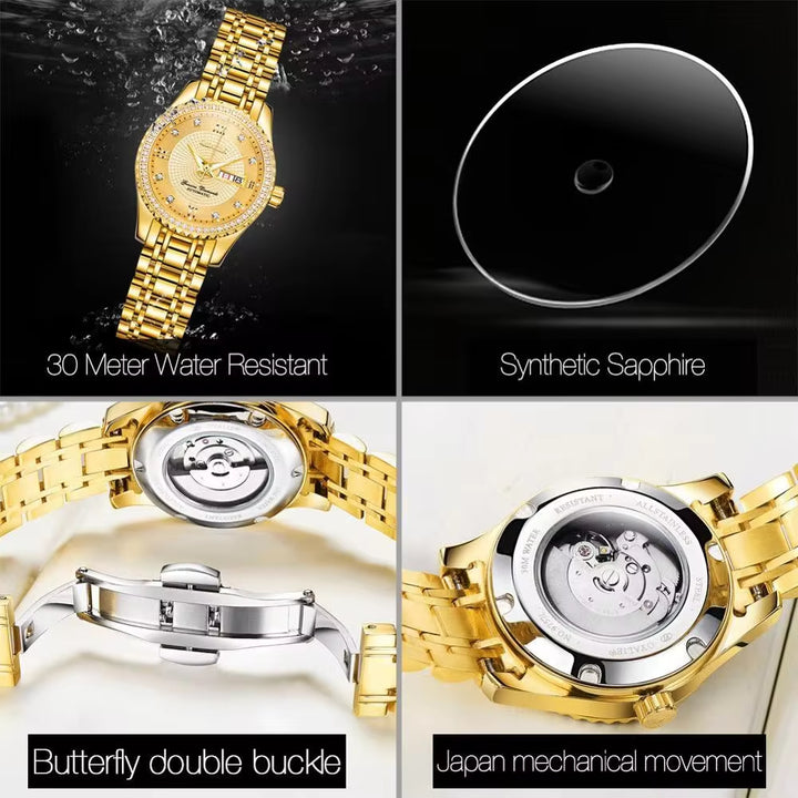 Luxury Women Mechanical Wristwatch Top Brand  Women Auto Watch Diamond Date Watch for Women