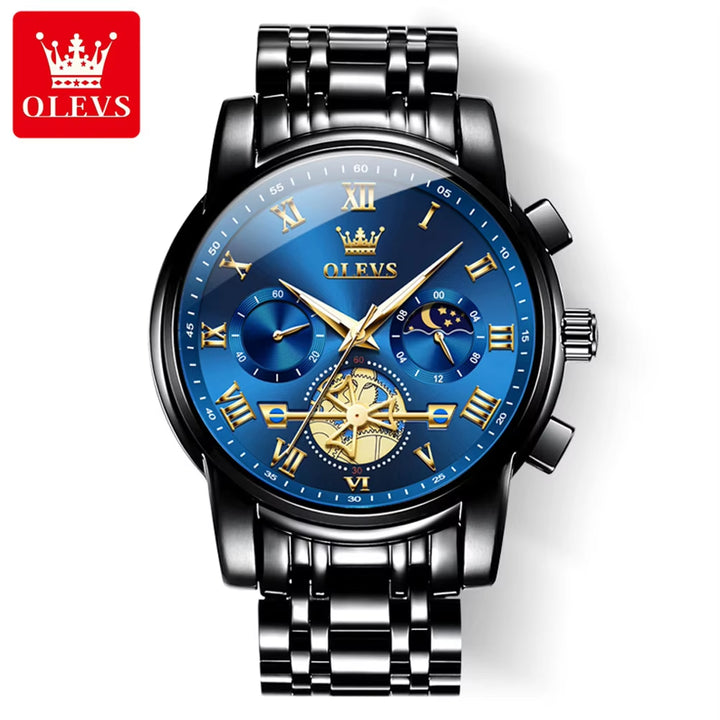 2859 Men's Luxury Ultra-Thin Blue Stainless Steel Quartz Watch with Date Function