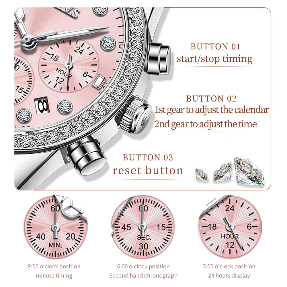 9909 Women Watches Fashion Luxury Date Quartz Full Diamond Watch Women Gold Stainless Steel Business Watch