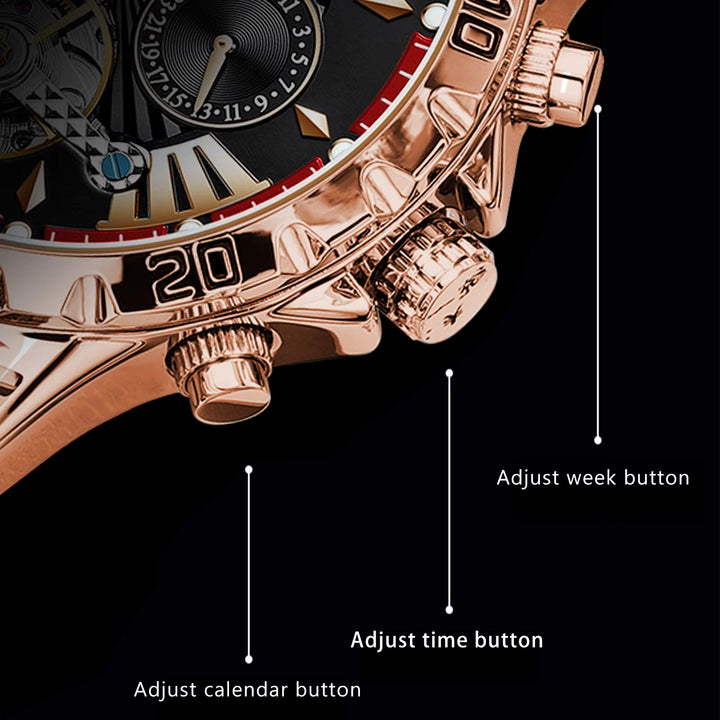 1410 L Automatic Movement for Male'S Stainless Steel Men Watch Wrist Tourbillon Casual Mechanical Belt Clock Moon Phase