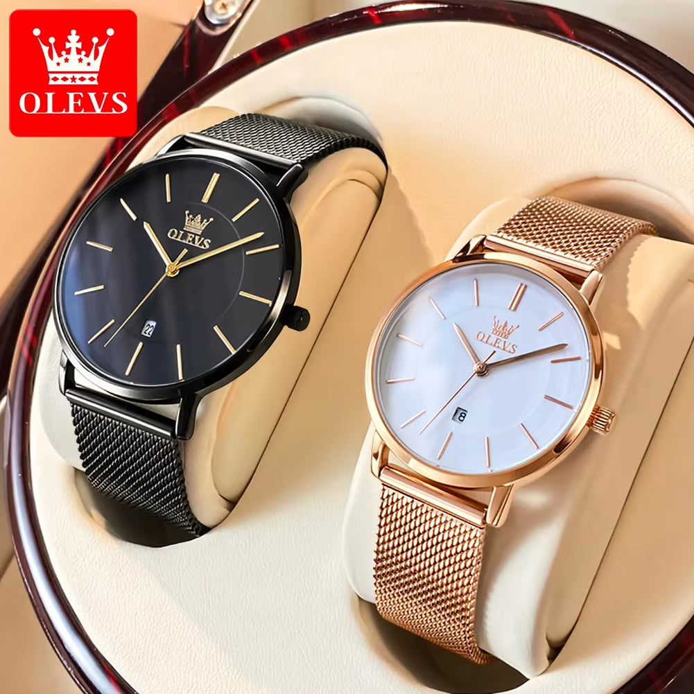 Brand Stainless Steel Milanese Strap Multi-Function Quartz Wrist Watches Fashion Waterproof Couple Men'S Watch 2019