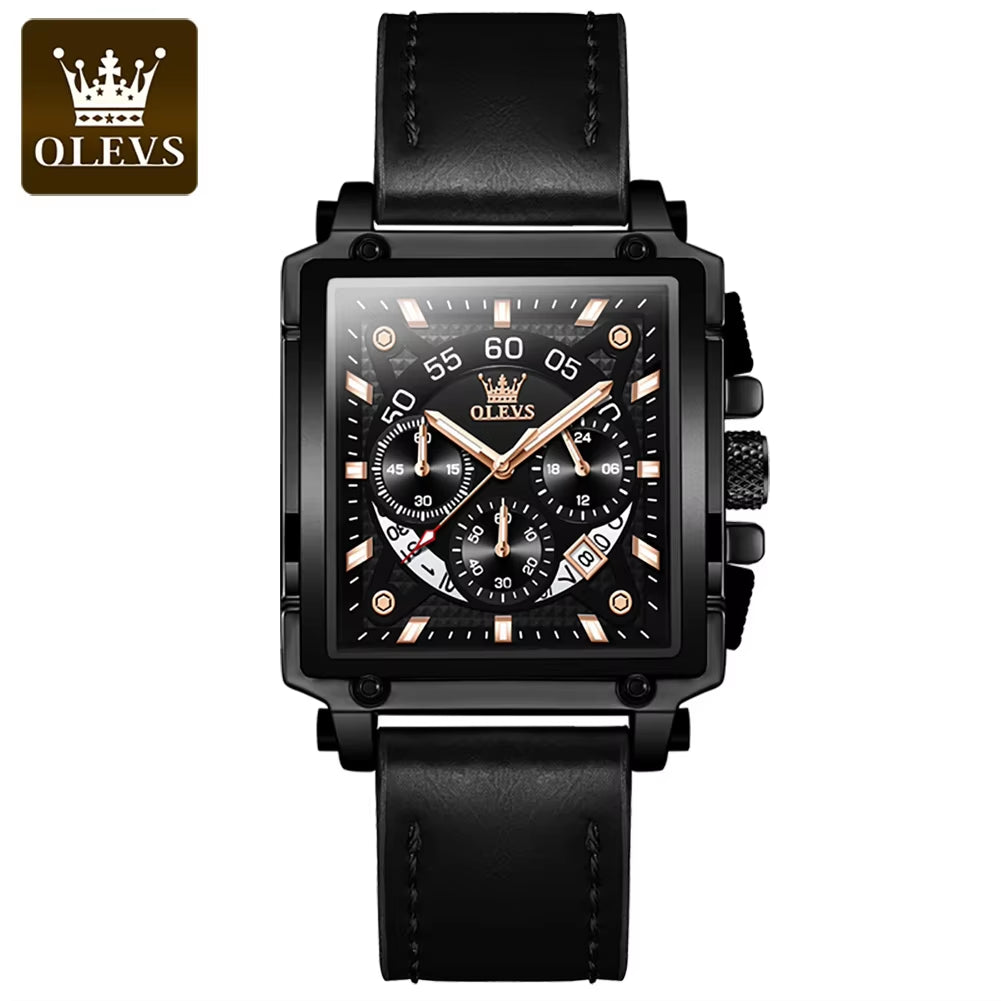 Olevs 9919 Luxury Quartz Wristwatch for Men with Custom Logo and High-Quality Leather Straps