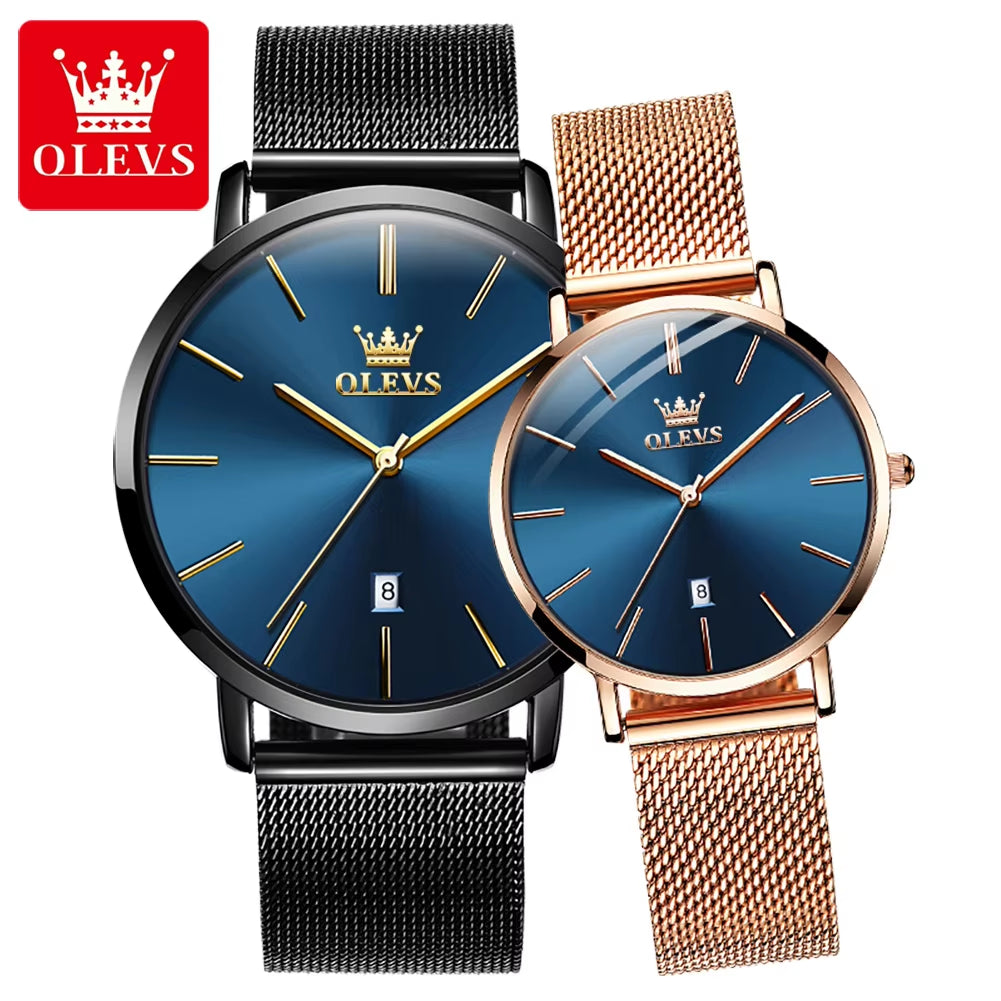 5869 Minimalist Ultra Thin Watch Men'S Women'S Fashion Sport Quartz Analog Watch Mesh Band Watch