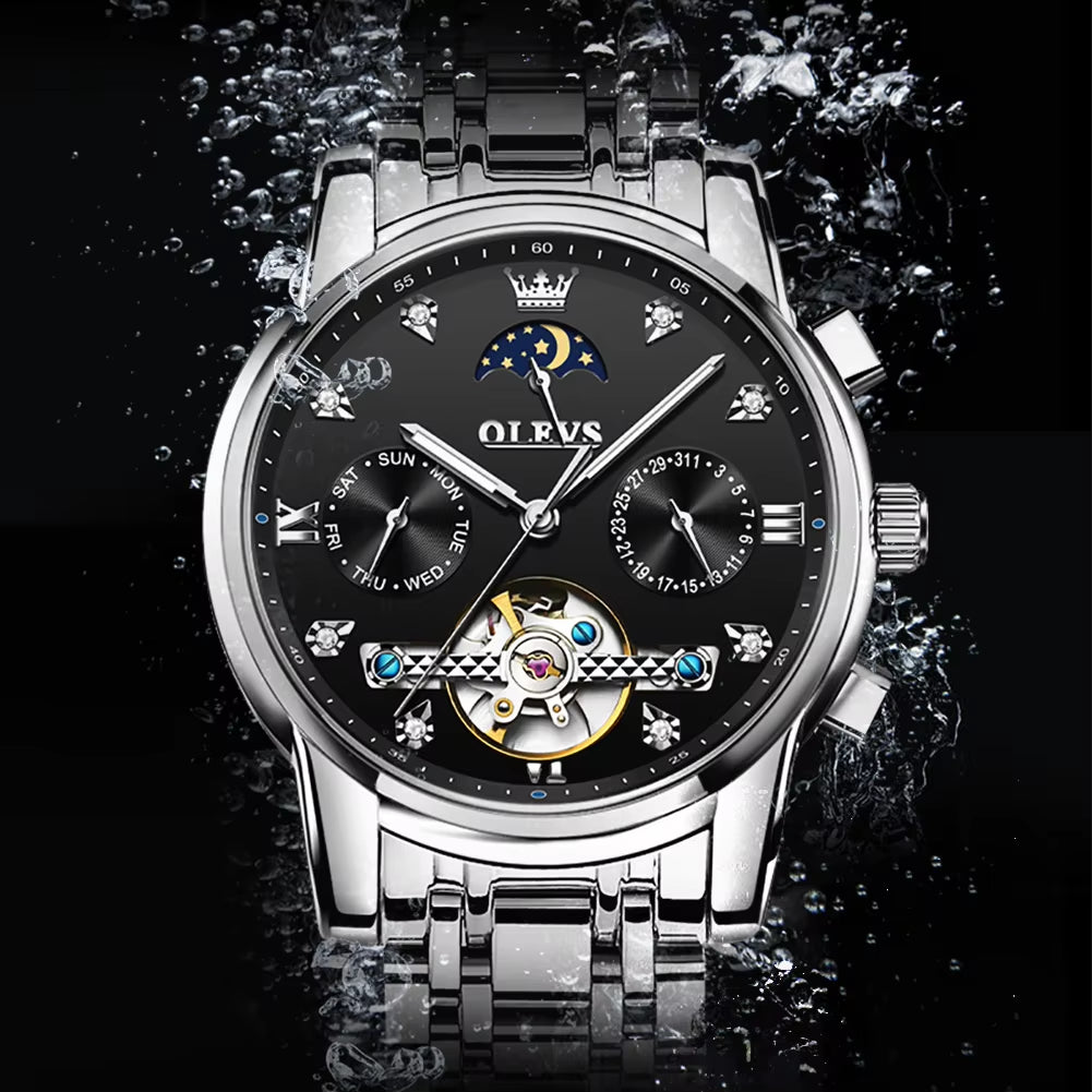 6678 Relogio Factory Custom Watch Skeleton Stainless Steel Mechanical Automatic Watches for Mens Watches Luxury