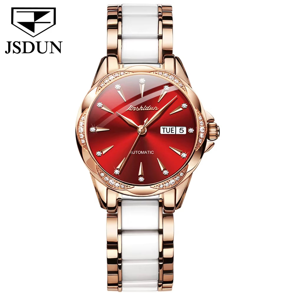 8821Original Brand Ceramic Stainless Steel Jewelry Diamond Fashion Watch Women Wrist Luxury Ladies Mechanical Wrist Watch