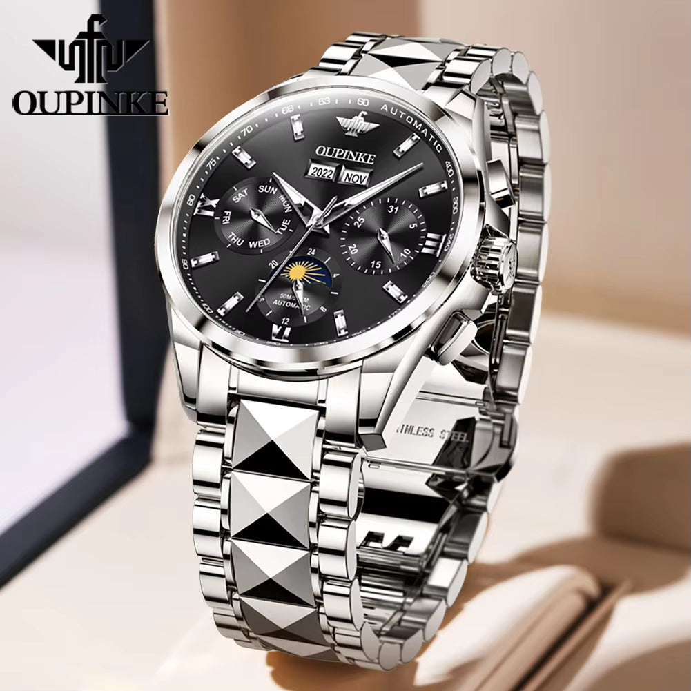 3201 Men's Luxury Automatic Tourbillon Mechanical Watch - Stainless Steel Business Timepiece