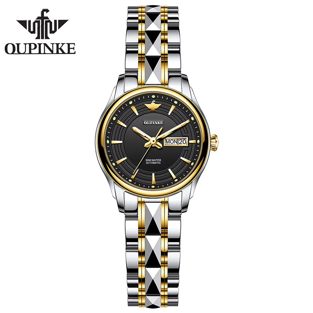 3170 Women OEM Japanese Mechanical Embellished Luxury Tungsten Steel Luminous Date Elegant Simple Gold Ladies Watch