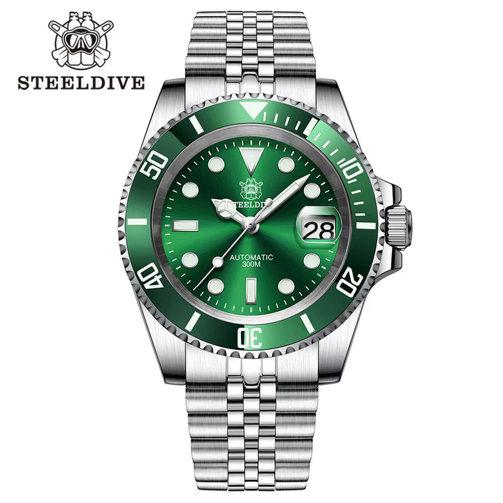 STEELDIVE SD1953 2021 Two-Tone Dial Men's Diving Watch with NH35A Automatic Movement, 30ATM Waterproof Rating, Sapphire Glass, and Ceramic Bezel