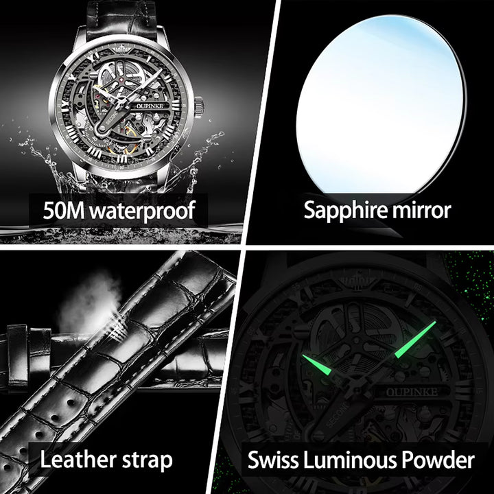 3173 New Arrival Classic Automatic Luxury Brand Tourbillon Movement Fashion Leather Men Watch Mechanical Watch