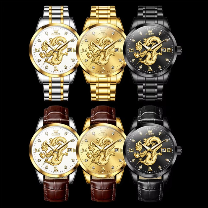 3619 OEM Reloj De Dragon Real 3D Custom Water Resistant Draken Horloge Gold Dragon Watch Men