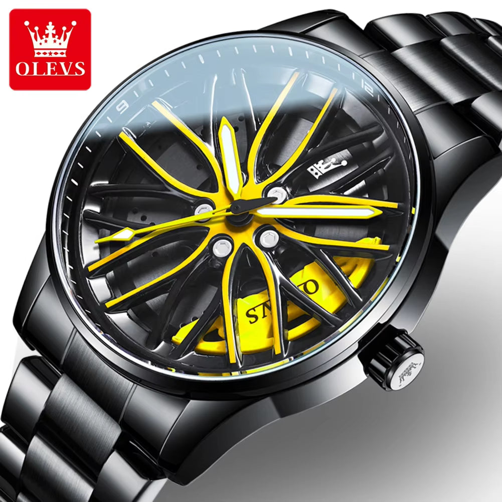 9937 Wholesale Band Unique Creative Quartz Branded Blue Waterproof Car Rim Wheel Steering Watch for Man