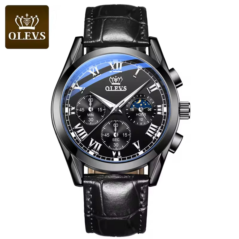 2871 Luxury Fashion Glass Quartz Analog Men's Wristwatch with Leather Strap