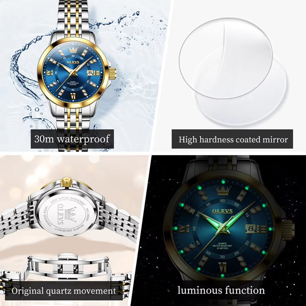 OLEVS 3620 Wholesale Luxury Minimalist Blue Dial 5Bar Waterproof with Calendar Week Orologio Quartz Watches