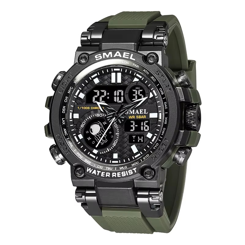 Men's 8093 Sport Watch - Waterproof 5ATM, Dual Time, Shock Resistant, Alarm Function