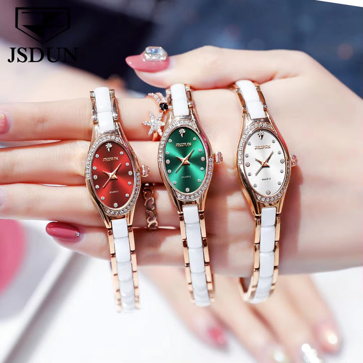 8842 Ellipse Fashion Hollow Out Wristwatches Waterproof Automatic Mechanical Watches Oval Women Wrist