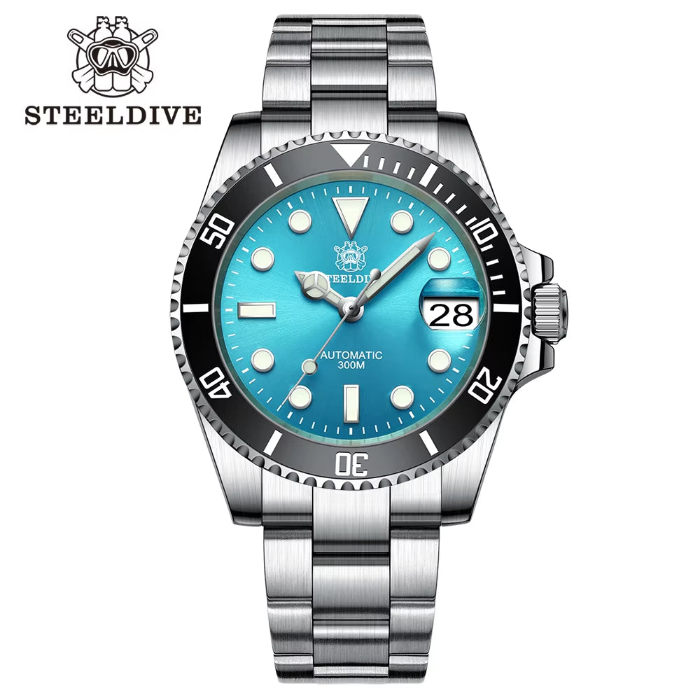 STEELDIVE SD1953 2021 Two-Tone Dial Men's Diving Watch with NH35A Automatic Movement, 30ATM Waterproof Rating, Sapphire Glass, and Ceramic Bezel