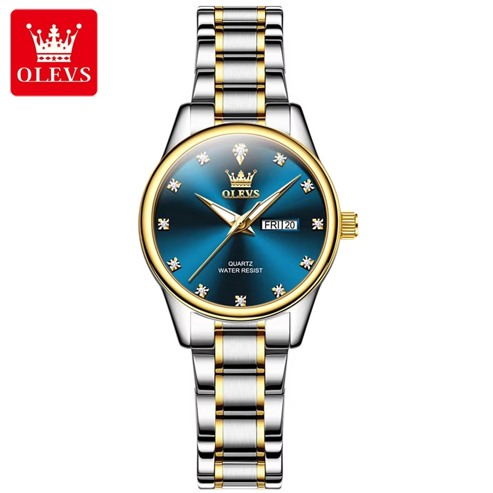 OLEVS 3612 Wholesale Luxury Minimalist Blue Dial 5Bar Waterproof with Calendar Week Orologio Quartz Watches