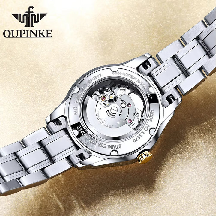 3170 Women OEM Japanese Mechanical Embellished Luxury Tungsten Steel Luminous Date Elegant Simple Gold Ladies Watch