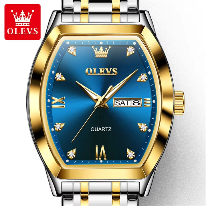 5528 Men's Luxury Gold Square Analog Quartz Watch - Waterproof Men's Wristwatch