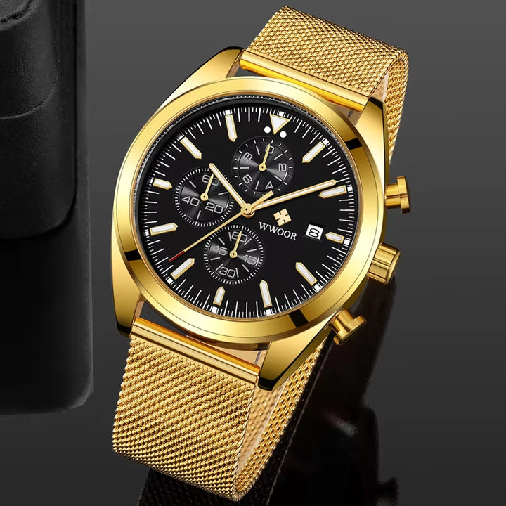 Luxury Stainless Steel Chronograph Quartz Watch for Men - Stylish Sport and Business Timepiece