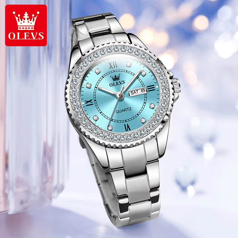 9993 Wholesale Fashion Women Silver Alloy Steel Quartz Wristwatch Diamond Watches Ladies Wrist