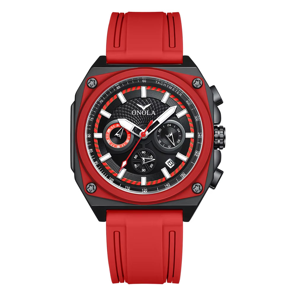 Luxury Men's Quartz Multi-Function Chronograph Watch with Leather Strap - Model 6847