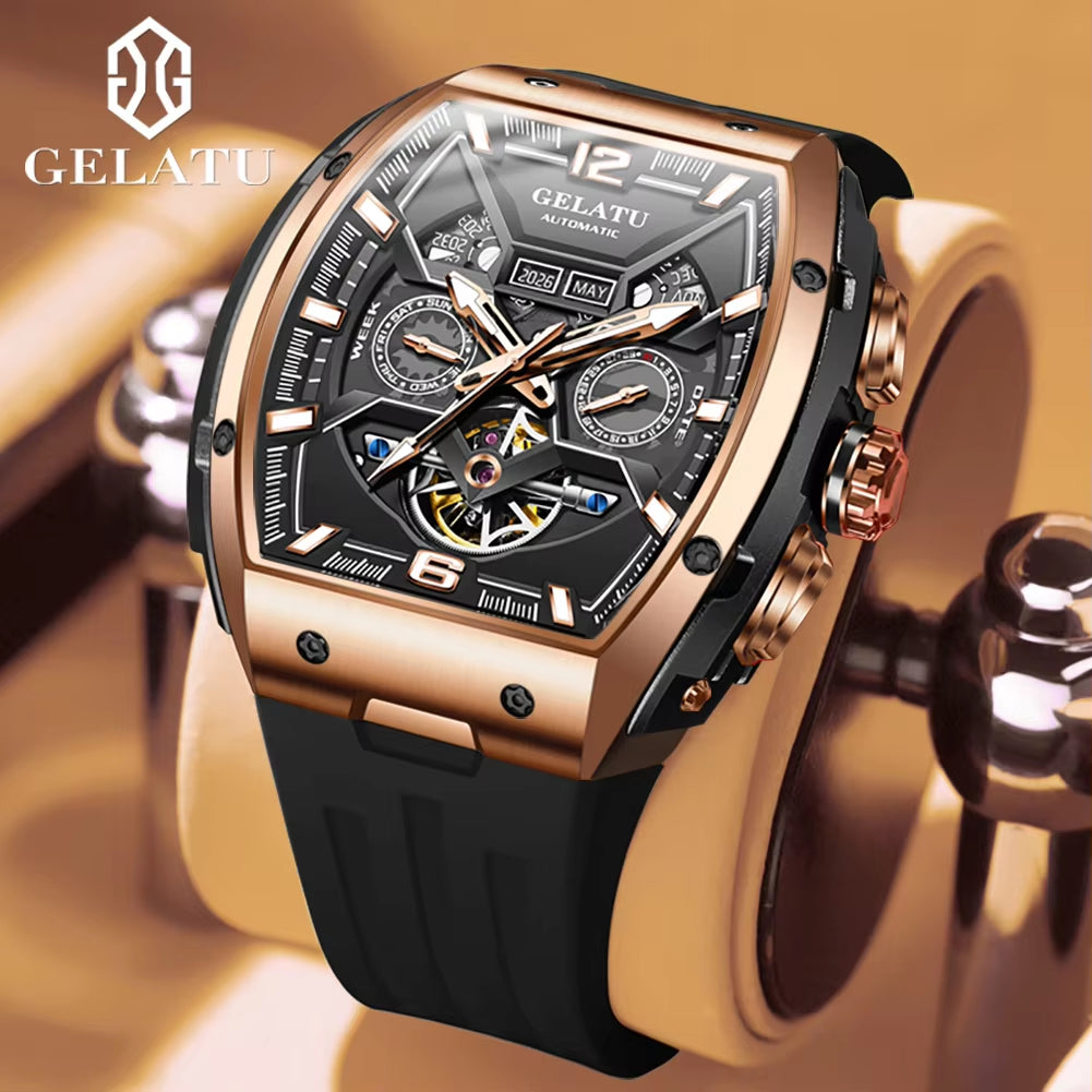 6013 Sport Fashion Luxury Oem Custom Logo Waterproof Hollow Relojes Tourbillon Automatic Mechanical Watch for Man